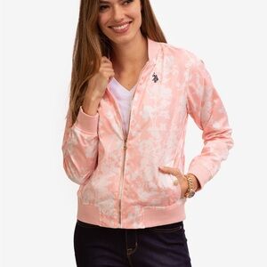 U.S.Polo wind breaker PRINTED ZIP FRONT BOMBER JACKET *no zippper* Sz S